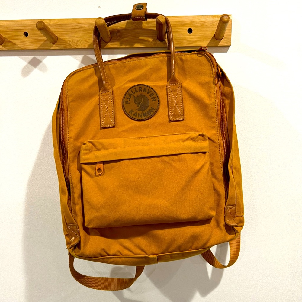 Mustard Yellow Fjallraven Kanken backpack